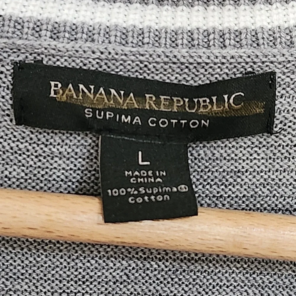 Banana Republic Cardigan Sweater Men's L Gray Supima Cotton Shawl Collar Button